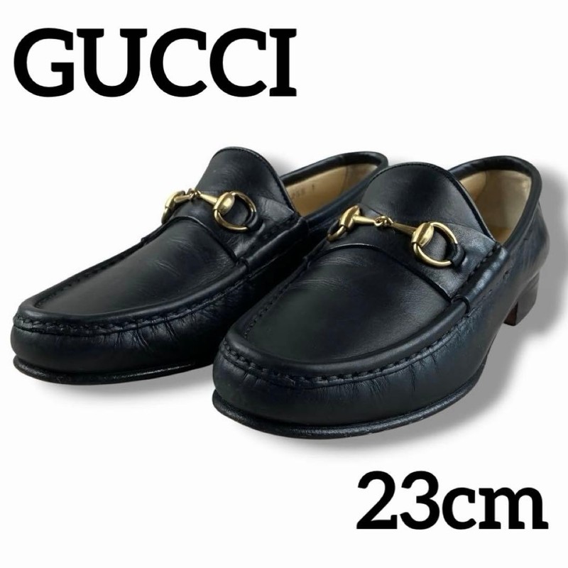 Gucci Horsebit Loafers US 7 / UK 5 Black Leather Vintage Japan Authentic 061766