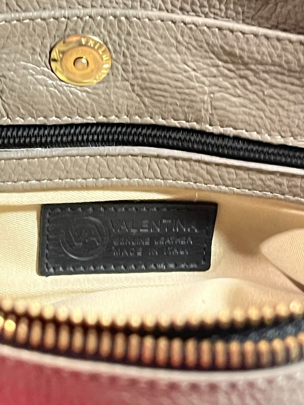 VALENTINA Italy Elegant Pebbled Leather Triple Entry Crossbody Bag Gold Hardware gallery