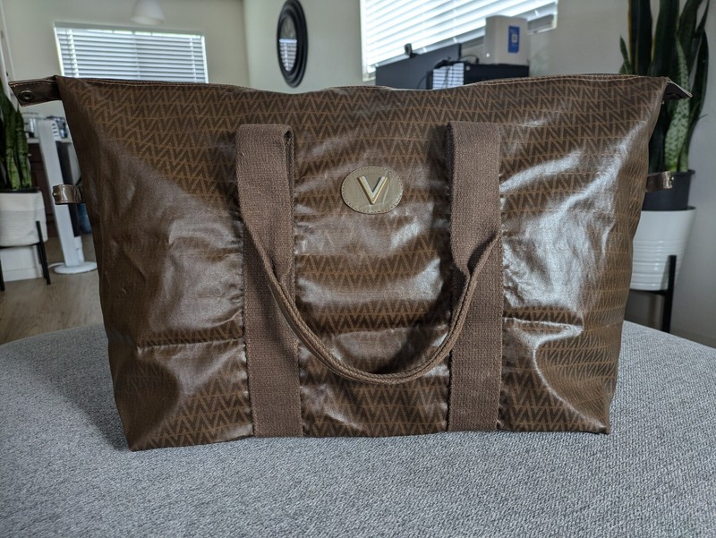 Vintage MARIO VALENTINO SOFT PVC MONOGRAM FOLDABLE OVERNIGHT TRAVEL TOTE BAG