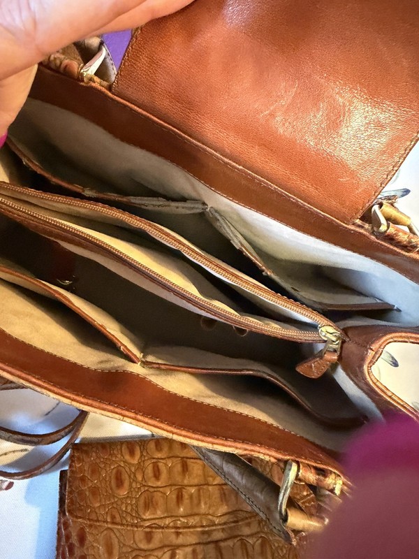 Brahmin Pecan Crocodile Embossed Leather Purse AND Matching Wallet ~Both Perfect gallery