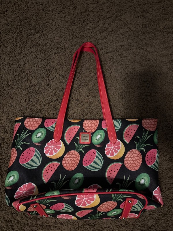 NWOT Pristine Dooney & Bourke Large Black Ambrosia Fruit Tote Bag