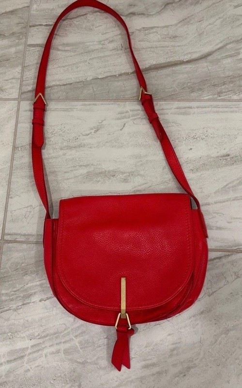 Vera Bradley Carson Saddle Crossbody Adj Strap Leather Canyon Sunset Red Purse