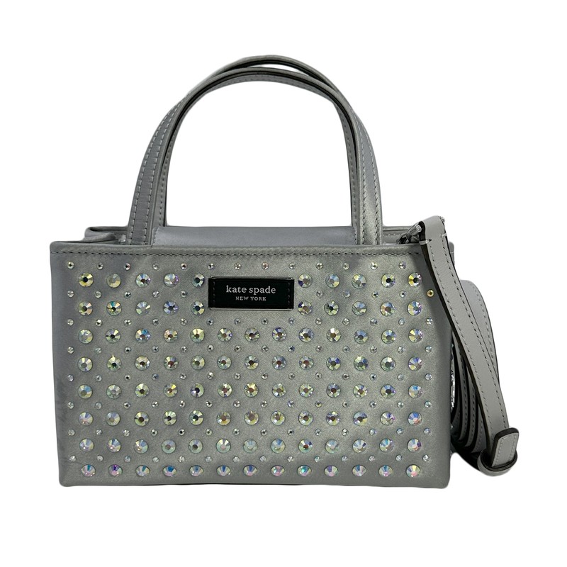 Kate Spade Sam Icon Crystal Embellished Fabric Mini Tote – Platinum Grey