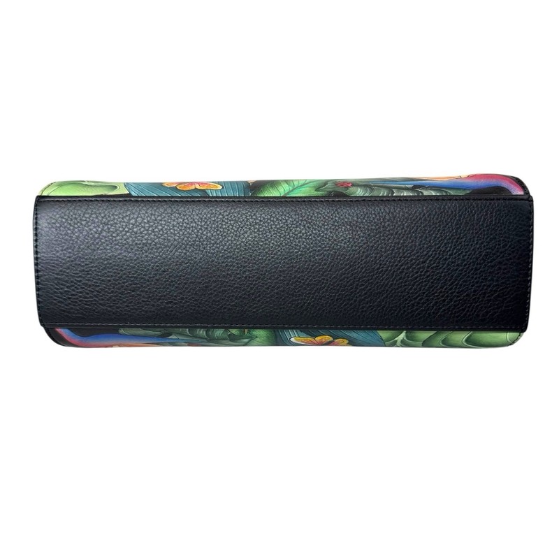 Anuschka Hand-Painted Jungle Leather Kiss Lock Clutch Crossbody Shoulder Purse gallery