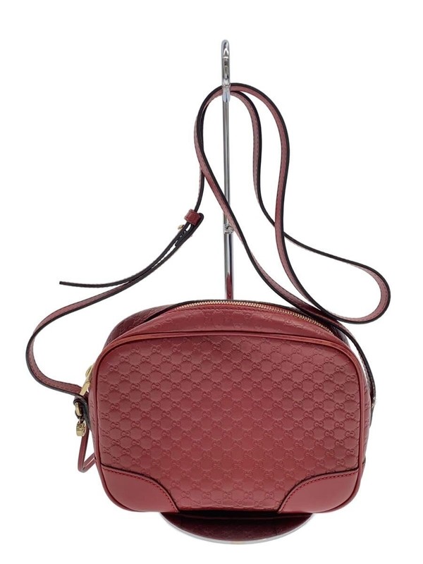 GUCCI 449413 Bree Micro GG Guccissima Leather Shoulder Bag RED From Japan