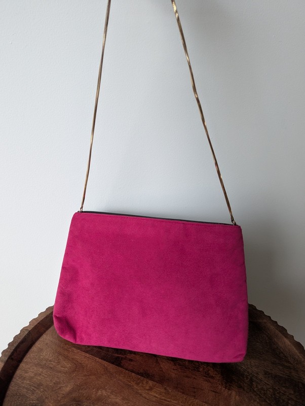 Vintage Reva Ultra Suede And Snakeskin Purse With Gold Coil Strap gallery