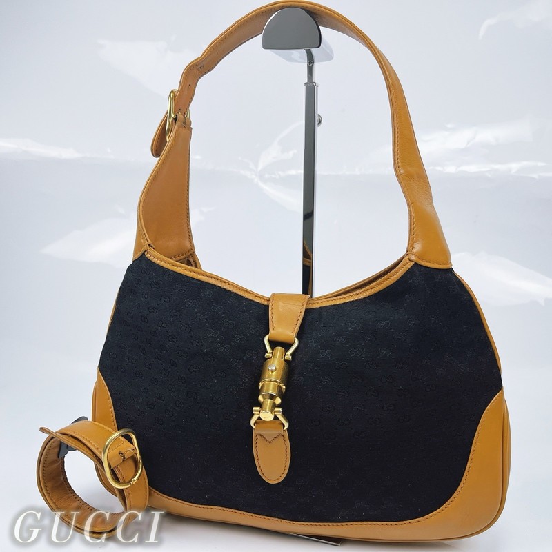 GUCCI Jackie 1961 2Way Shoulder Bag Brown Leather Vintage Excellent
