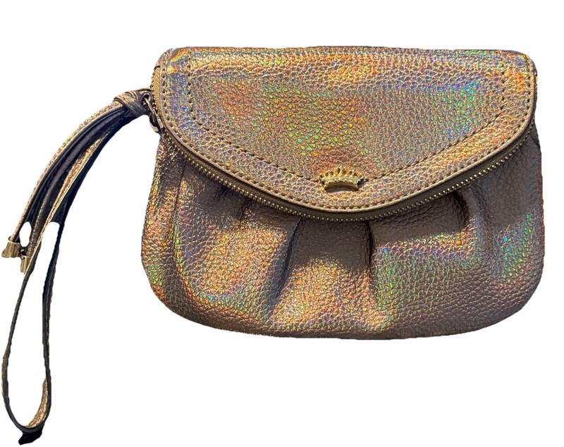 Juicy Couture Pewter Holographic Rainbow Wristlet-