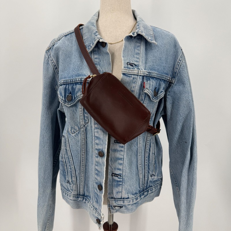 Portland Leather Goods PLG Leather Travel Belt Bag Crossbody Fanny Pack Brown