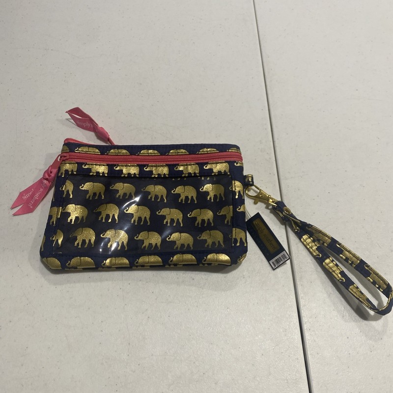 Simply Southern Blue Gold Elephants Cell Phone Wristlet Wallet 7×5 Inches