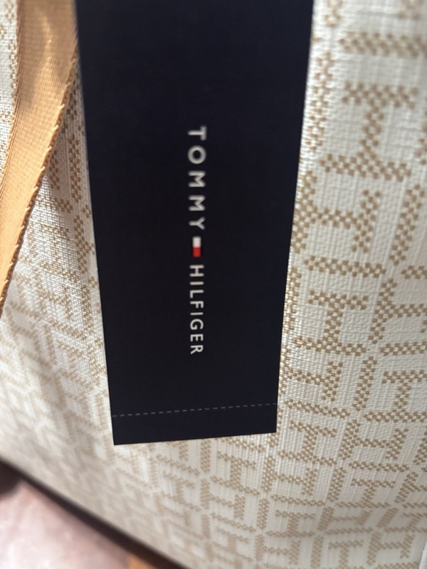 Tommy Hilfiger Beige Monogram Medium Backpack Zip Closure Front Pocket gallery