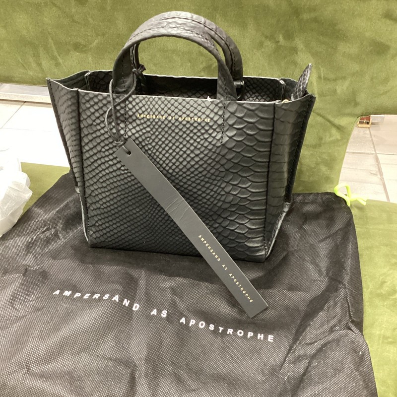 Ampersand As Apostrophe Black Small Tote Top Handle Zip Gold Animal Print Bag