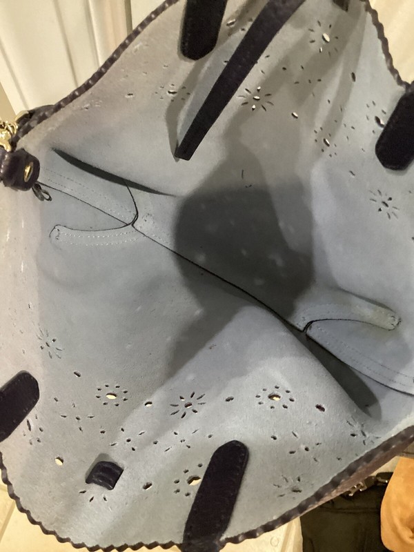 Draper James Small Blue Leather Tote With Shoulder Strap gallery