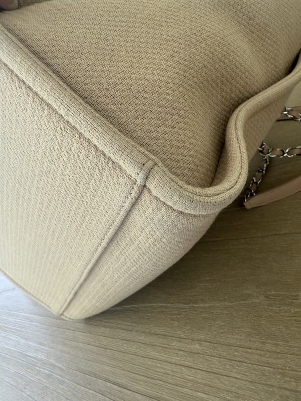 Authentic Chanel Mixed Fibers Medium Deauville Tote Beige gallery