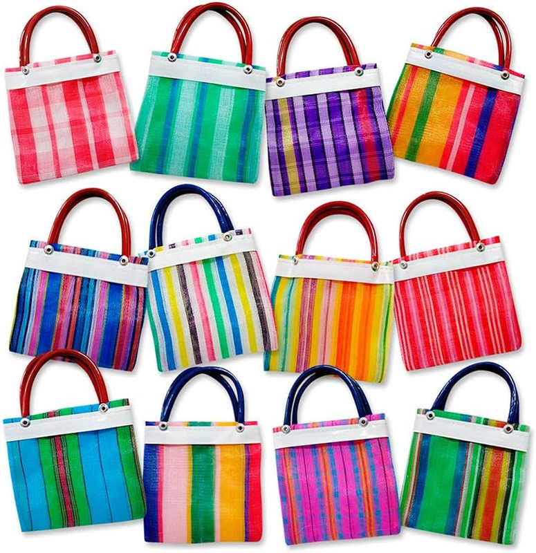12 Assorted Mini Mexican Mercado Bags - 5x5 Inch High Thread Mesh gallery