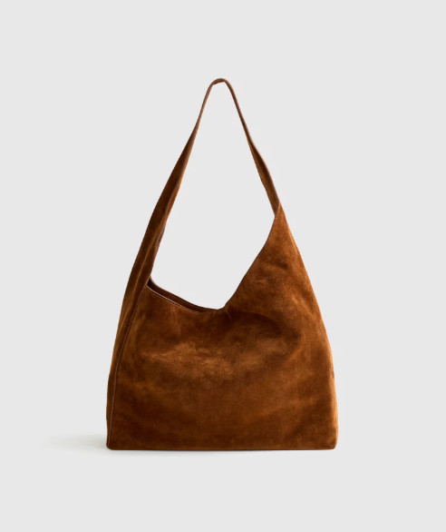 NWT QUINCE ITALIAN SUEDE LEATHER SLOUCHY SHOULDER BAG WHISKEY HANDBAG MSRP $150