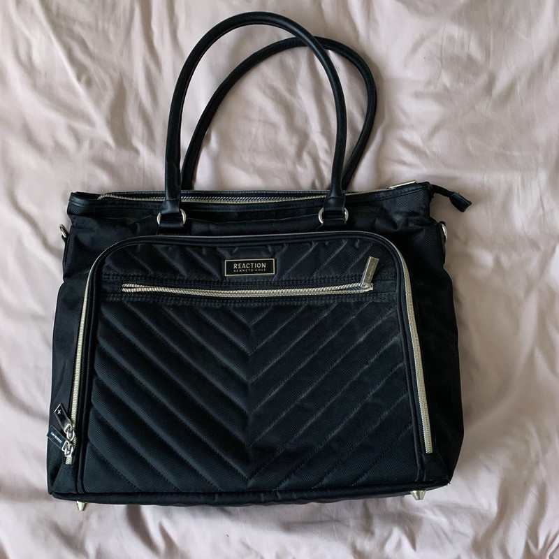 Kenneth Cole Reaction Chelsea Quilted Chevron 15" Black Laptop Tote Bag