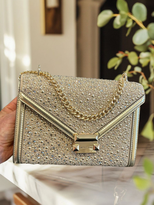 Michael Kors Whitney Medium Purse Satchel Handbag Crossbody Shoulder Bag Gold MK gallery