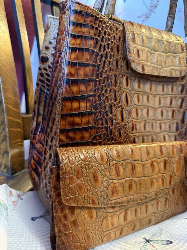 Brahmin Pecan Crocodile Embossed Leather Purse AND Matching Wallet ~Both Perfect gallery