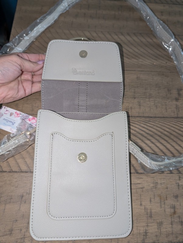 Brentano taupe Faux Leather Crossbody Bag Metal Ring Accent Gold Hardware Women gallery