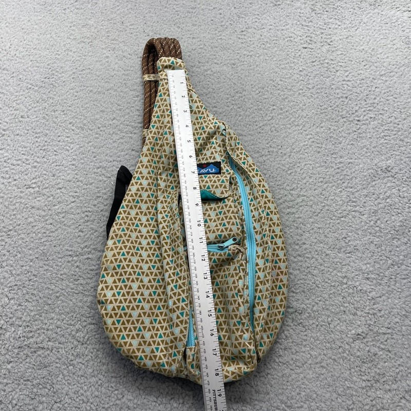 KAVU Rope Bag 6-27-56 Unisex Crossbody Tan Blue Geometric Canvas Sling Backpack gallery