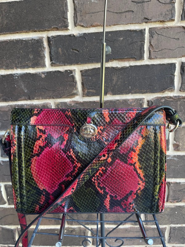 NWT $365 Brahmin Alonna Crossbody Garland Grove snake red green black pink