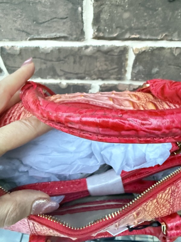 NWT $345 BRAHMIN Stacy Infusion Ombre Melbourne Satchel red orange gallery