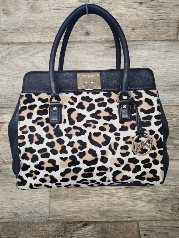 MICHAEL KORS ASTRID BLACK LEATHER LEOPARD CALF HAIR Bag