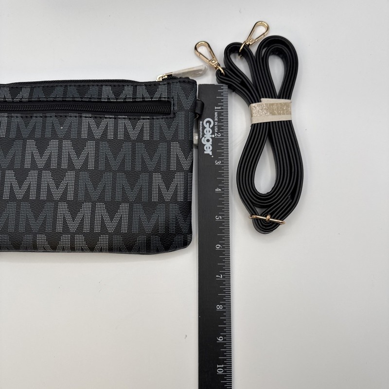 MKF BLACK GOLD EMBLEM DBL ZIP CONVERTIBLE CROSSBODY WRISTLET (NWT) MKF-PU7719BK gallery