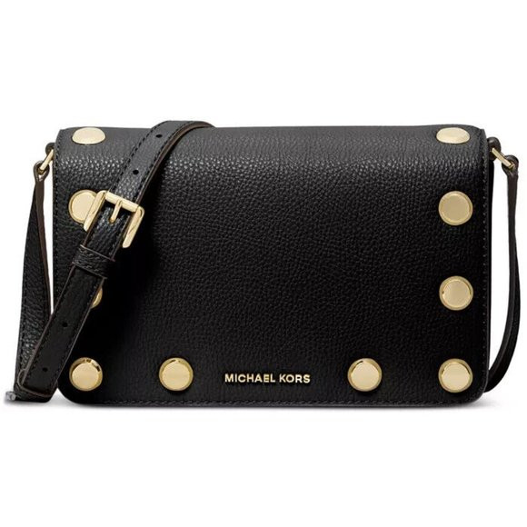 Michael Kors Holly Small Flap Crossbody Bag Black Saffiano New Sealed