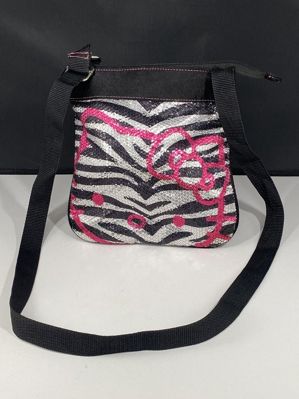 Hello Kitty SANRIO Crossbody Bag Womens Small Zebra Sequin Shoulder Purse 2013