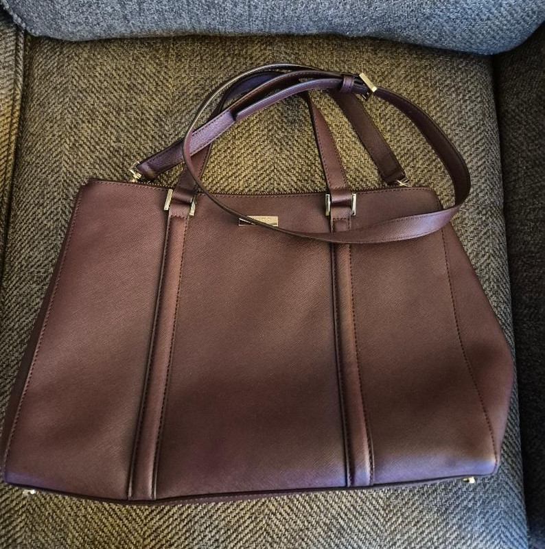 Kate Spade Loden Newbury Lane Large Burgandy Merlot Saffiano Leather Satchel gallery