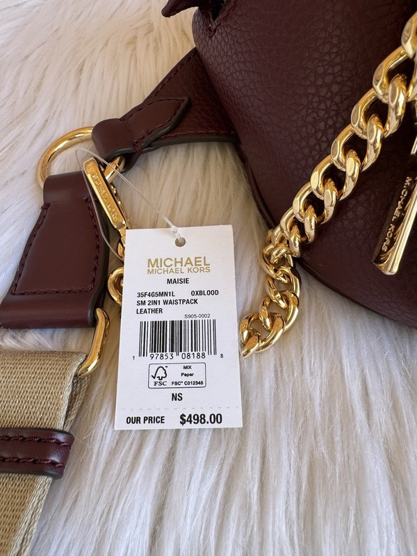 New Michael Kors Maisie 2 In 1 Small Leather Waist Fanny pack (Oxblood) gallery