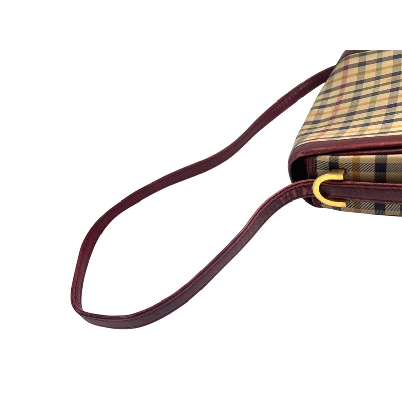 Vintage 70's Daks London Tartan House Check Shoulder Bag Crossbody Purse Brass gallery