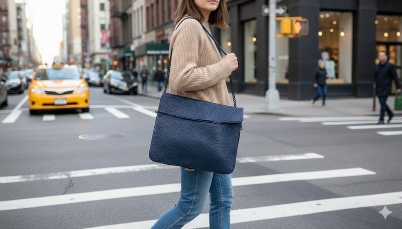 Ampersand as Apostrophe Buffalo Parcel Leather Bag Cobalt Blue NWT $935 MSRP