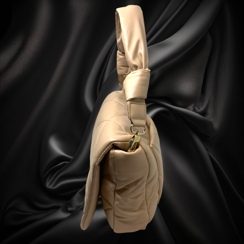 Sondra Roberts Squared Nude Quilted Puffy Shoulder Bag Neutral Designer Dupe gallery