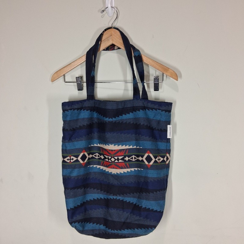 Pendleton Blue Southwestern Geometric Wool Blend Tote Bag Shopper Canvas Lined