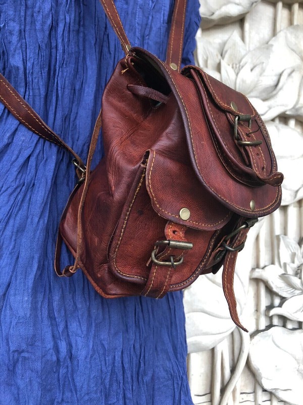 Women's Genuine Vintage Soft Leather Backpack Brown Rucksack Shoulder Purse Bag gallery