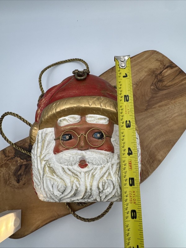 Vintage Timmy Woods Santa With Glasses Hand-Carved Wood Cross-body Purse gallery