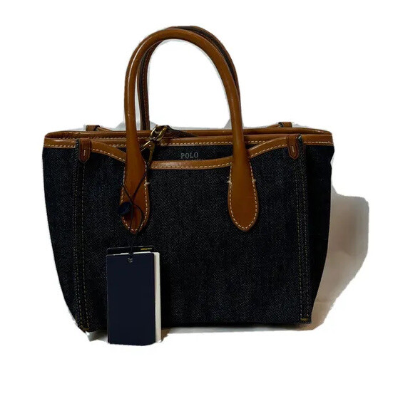 POLO RALPH LAUREN Denim Tote Hand Bag Women Indigo Wash Processing
