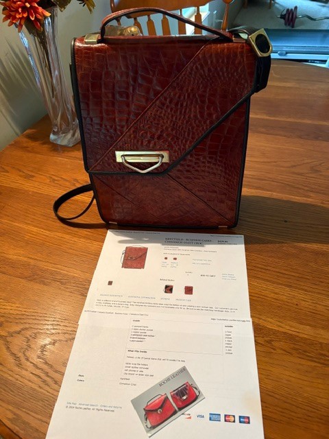 Roche Leather Croc Kentfield Giant Briefcase Cross Body (966)