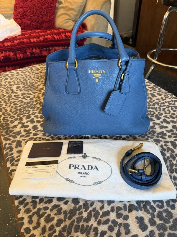 Authentic Blue Prada Bag With Crossbody Strap & Original Coa’s