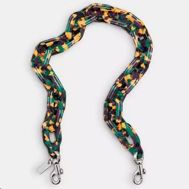 Coachtopia Short Chain Strap In Colour Black Green Multi NWT Authentic