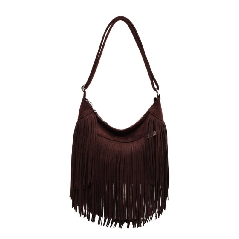 Women Vintage Suede Fringe Hobo Bag Tote Shoulder Bag Crossbody Bag and Hippi…