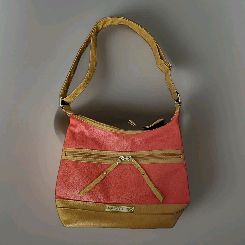 Red Rosetti Shoulder Bag 12X9 inches, Adjustable Strap, Zipper Pockets, Lined