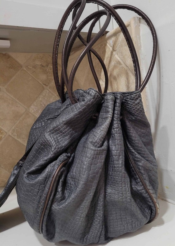 Numero 10 Large Leather Bag Croc Embossed Slouchy Hobo Tote