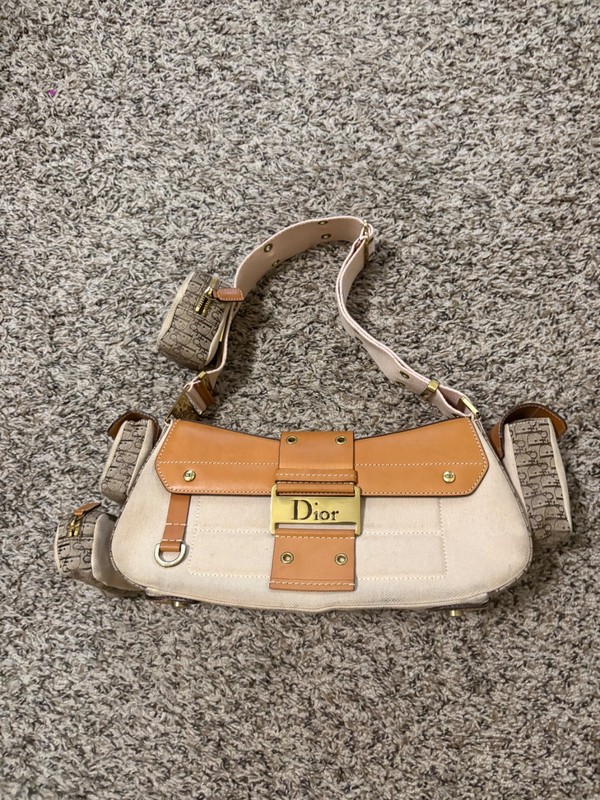 Christian Dior Beige Canvas Street Chic Columbus Shoulder Bag