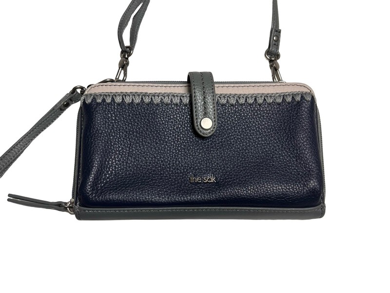 The Sak Iris Dusty Blue Smartphone Leather Crossbody Wristlet Bag Wallet gallery