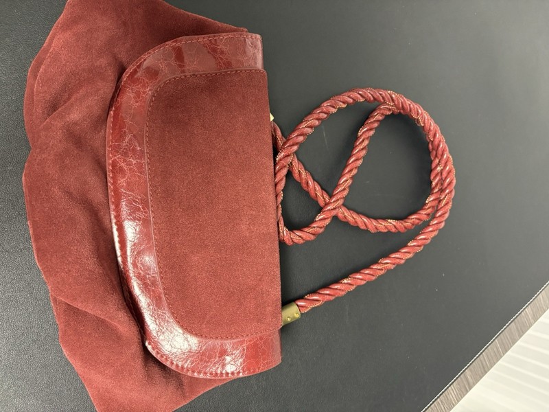 Anthropologie Suede Leather Crossbody Small Terracotta Red Handbag gallery