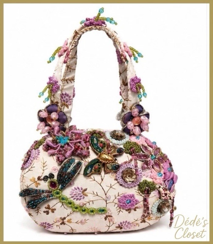 Mary Frances Beaded Embroidered Floral Top Handle Bag Women’s Party Cocktail
